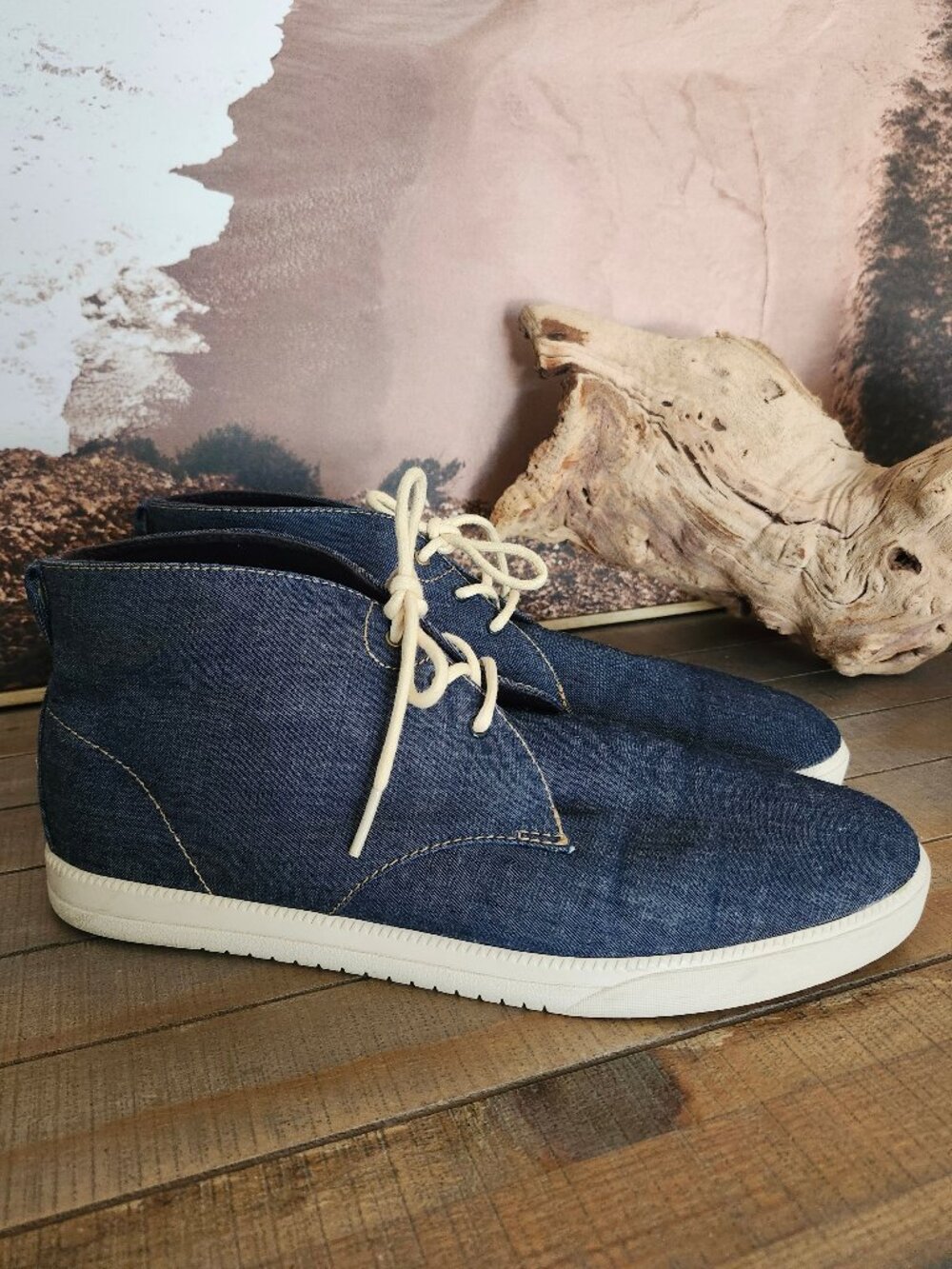 CLAY Los Angeles Strayhorn Textile Casual Chukka Shoes Denim Blue Men's 10